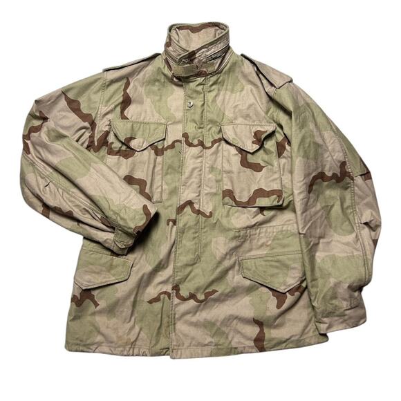 Military VTG 80s Desert Camo 3 Pattern M-65 Cold Weather Field Coat Medium